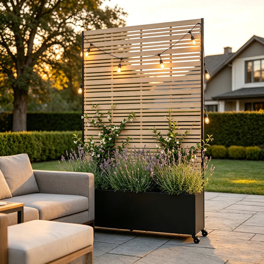 Iron Art Black Planter Box with Climbing Frame (Star 01) 183*120*40cm Thickness 6mm