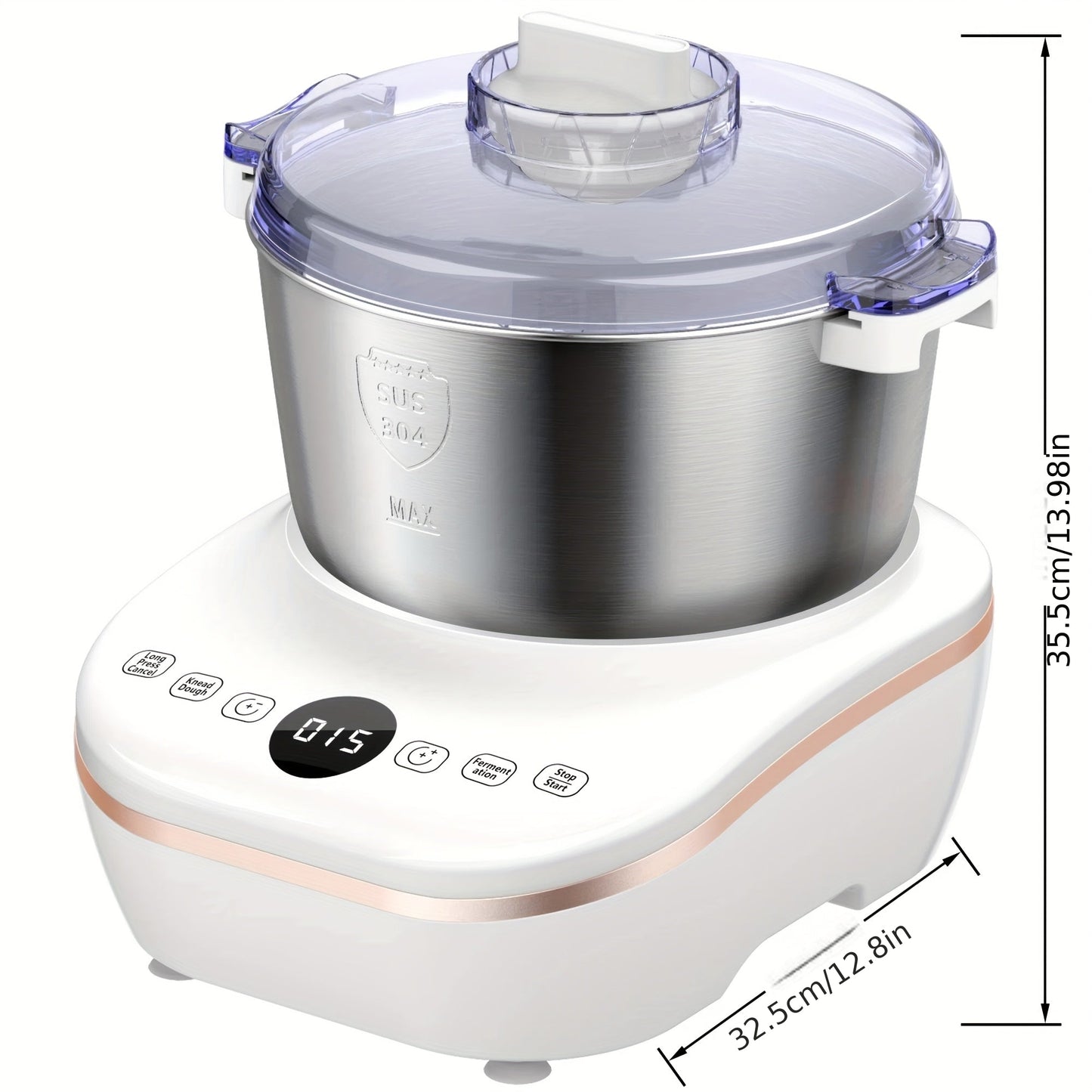Electric Dough Mixer with Fermentation Function, 7-liter Capacity Dough Mixer, 304 Stainless Steel Food Mixer, Intelligent Gentle and Powerful Kneading Modes, Suitable for Bread, Pizza, Pasta, Noodles, Perfect for Making Bread, Pizza
