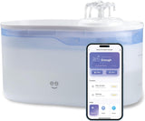 Intelligent pet water dispenser, automatic water bowl filtration system, suitable for cats and dogs, supports Wi-Fi control, compatible with Alexa and Google Home, equipped with cleaning and water refill reminder functions. White model, 2.6 liters.