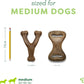 2-piece sturdy teeth-tearing dog chew toy, specially designed for dogs that love chewing. Made of real bacon, manufactured in the USA, medium size.
