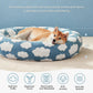 Medium-sized dog bed - A cute round and comfortable pet bed suitable for puppies. The cover fabric is detachable and washable. It features a faux tweed plush material and a non-slip bottom for a supportive dog bed.