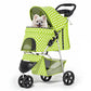Foldable pet carrier with a rain cover, three-wheel design, suitable for small to medium-sized dogs and cats, equipped with a storage basket and cup holder, featuring a breathable and transparent mesh design, suitable for all seasons, black version.
