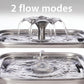 Stainless steel cat water dispenser, capacity 108 ounces / 3.2 liters, automatic pet water fountain, equipped with 3 replaceable filters and silicone pads, suitable for cats and dogs (silver)