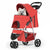 Foldable pet carrier with a rain cover, three-wheel design, suitable for small to medium-sized dogs and cats, equipped with a storage basket and cup holder, featuring a breathable and transparent mesh design, suitable for all seasons, black version.