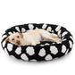 Medium-sized dog bed - A cute round and comfortable pet bed suitable for puppies. The cover fabric is detachable and washable. It features a faux tweed plush material and a non-slip bottom for a supportive dog bed.