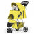 Foldable pet carrier with a rain cover, three-wheel design, suitable for small to medium-sized dogs and cats, equipped with a storage basket and cup holder, featuring a breathable and transparent mesh design, suitable for all seasons, black version.