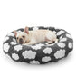 Medium-sized dog bed - A cute round and comfortable pet bed suitable for puppies. The cover fabric is detachable and washable. It features a faux tweed plush material and a non-slip bottom for a supportive dog bed.