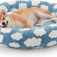 Medium-sized dog bed - A cute round and comfortable pet bed suitable for puppies. The cover fabric is detachable and washable. It features a faux tweed plush material and a non-slip bottom for a supportive dog bed.