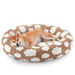 Medium-sized dog bed - A cute round and comfortable pet bed suitable for puppies. The cover fabric is detachable and washable. It features a faux tweed plush material and a non-slip bottom for a supportive dog bed.