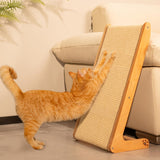 Cat scratching post - For indoor cats. 24.8-inch L-shaped cat scratching post with vertical climbing scratching pad. Solid wood cat furniture (medium size)