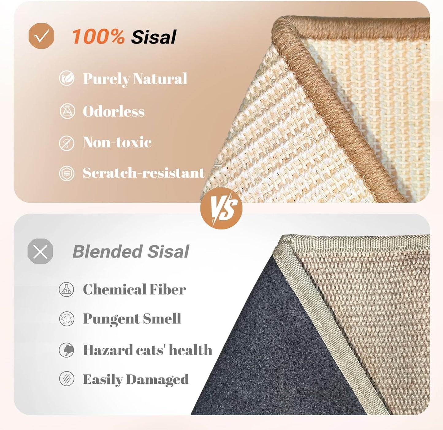 Cat scratching post - For indoor cats. 24.8-inch L-shaped cat scratching post with vertical climbing scratching pad. Solid wood cat furniture (medium size)