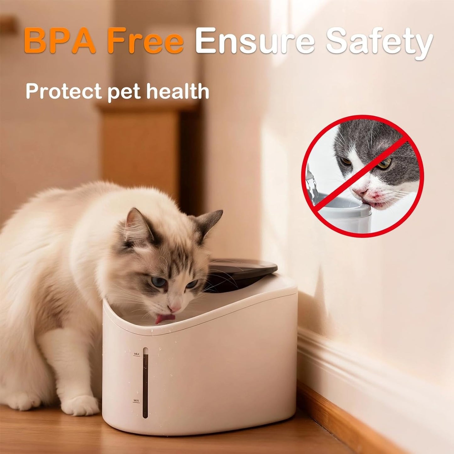 Wireless Cat Water Fountain with Smart App Monitoring, BPA-Free Ensure Safety, 2.5L/84oz Pet Water Fountain, Increase Water Intake, Ultra-Quiet Automatic Cats Dog Dispenser with Hydration Tracking