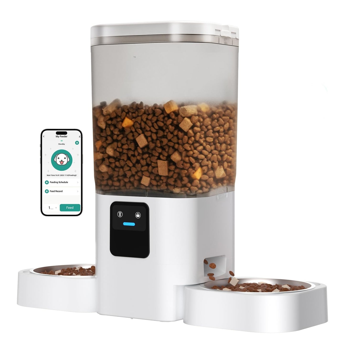 Automatic Cat Feeder with 5G WiFi: Automatic Dog Feeder with Slow Feed & Smart APP Control, 7L Timed Auto Cat Food Dispenser with Alexa for Pets, Detachable for Easy Cleaning - 29 Cups