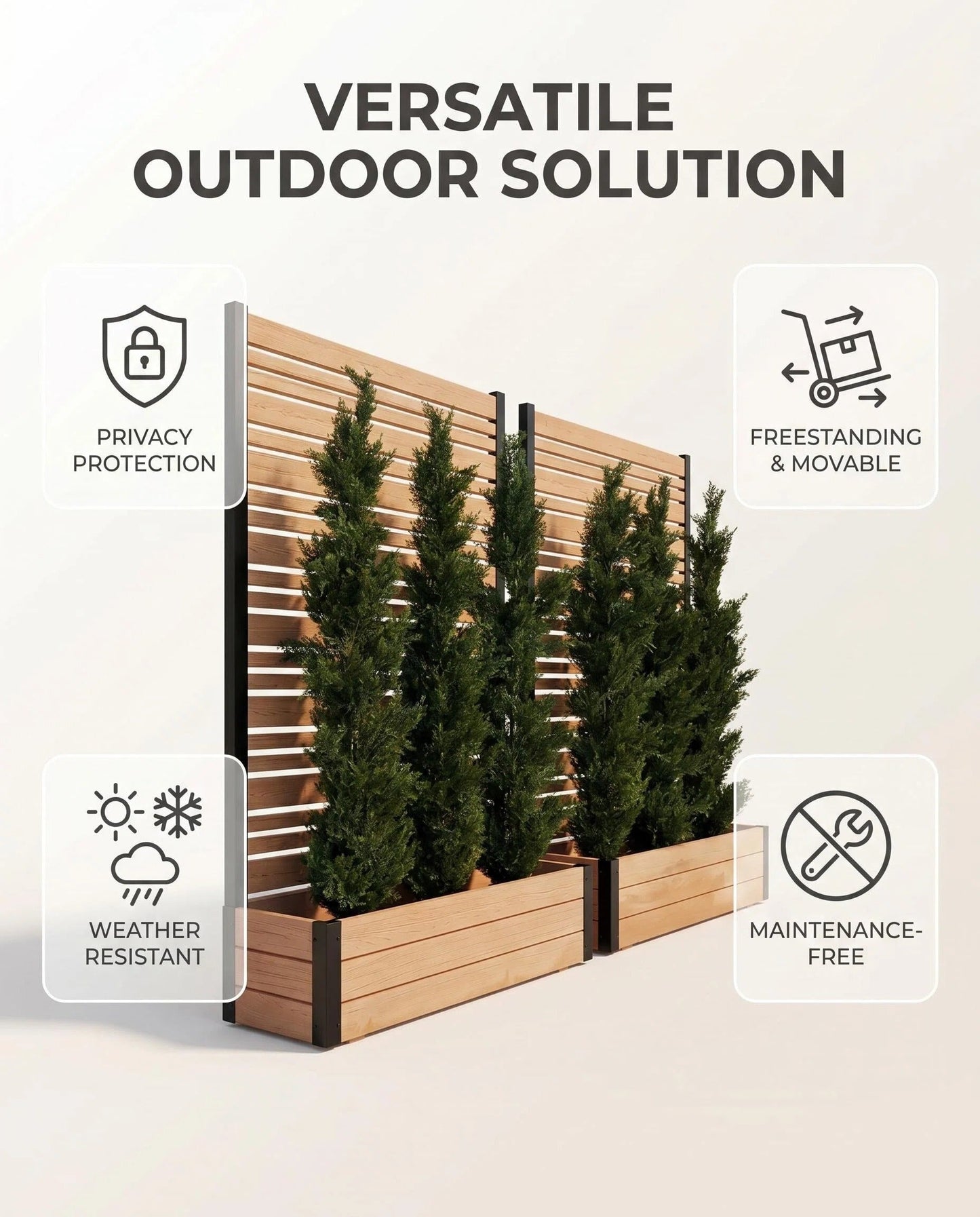 6ft Wood & Metal Privacy Planter with Trellis