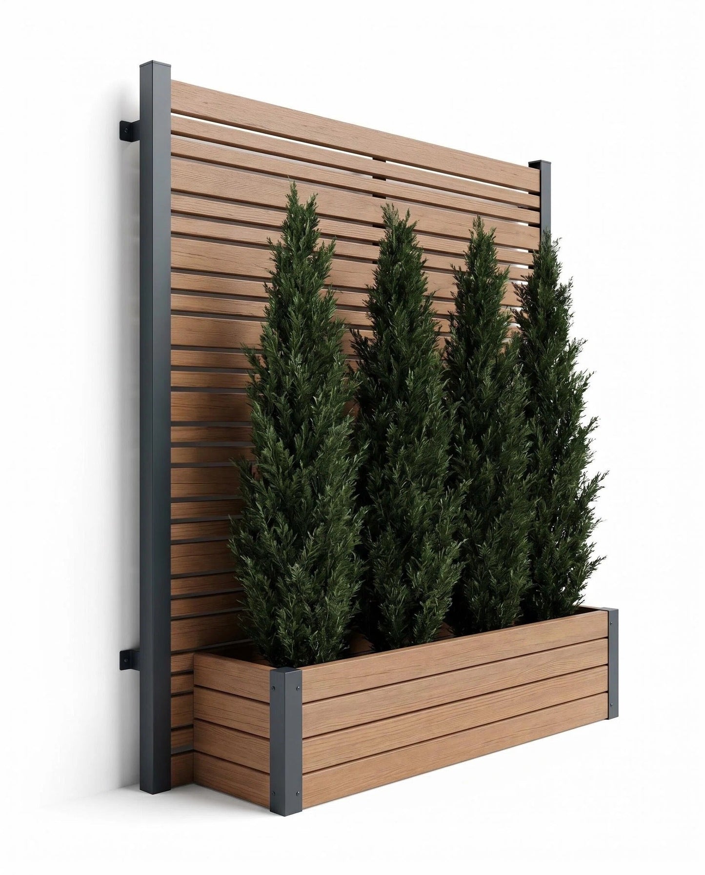 6ft Wood & Metal Privacy Planter with Trellis