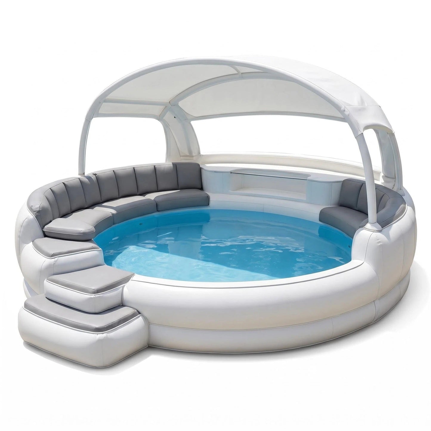 6-Person Inflatable Lounge Pool with Canopy & LED Lights – Quick Setup, Puncture-Resistant PVC for Backyard Parties