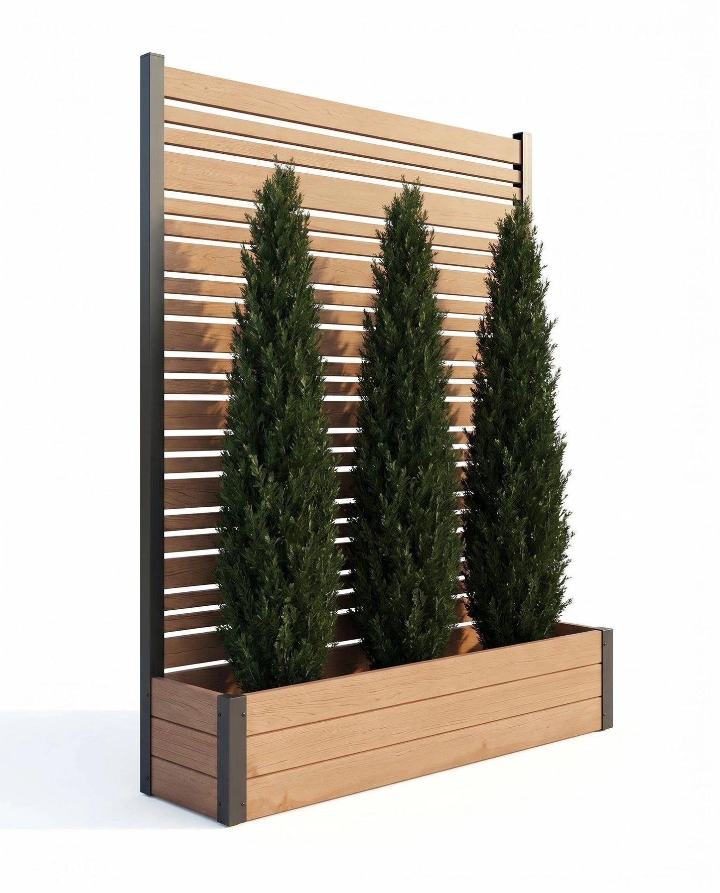 6ft Wood & Metal Privacy Planter with Trellis