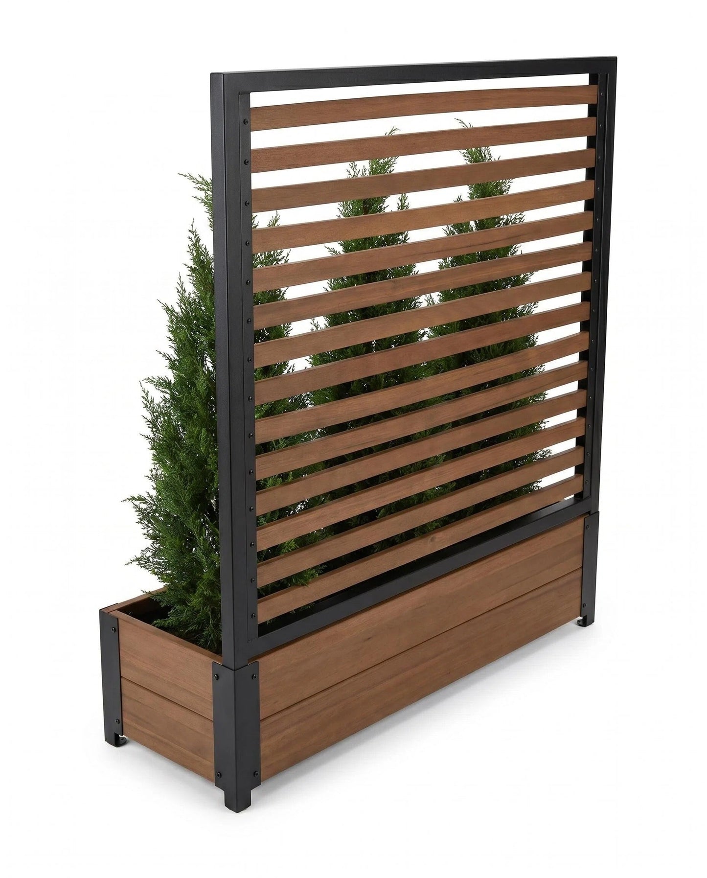 6ft Wood & Metal Privacy Planter with Trellis