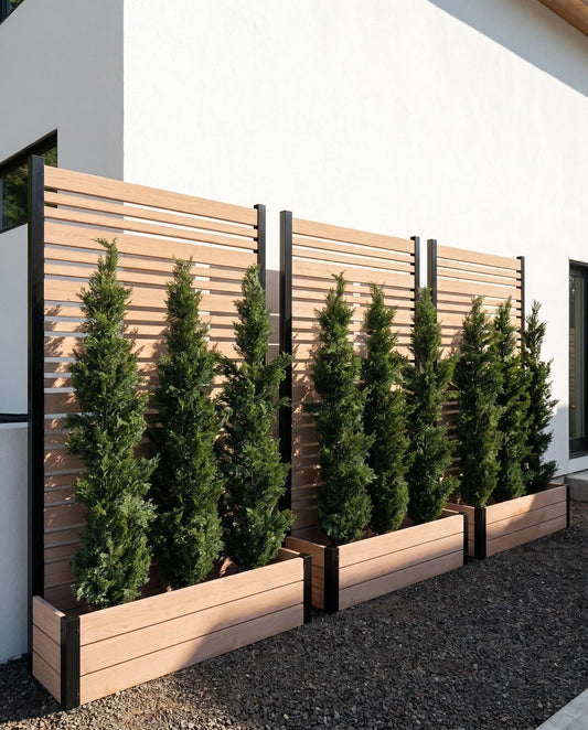 6ft Wood & Metal Privacy Planter with Trellis