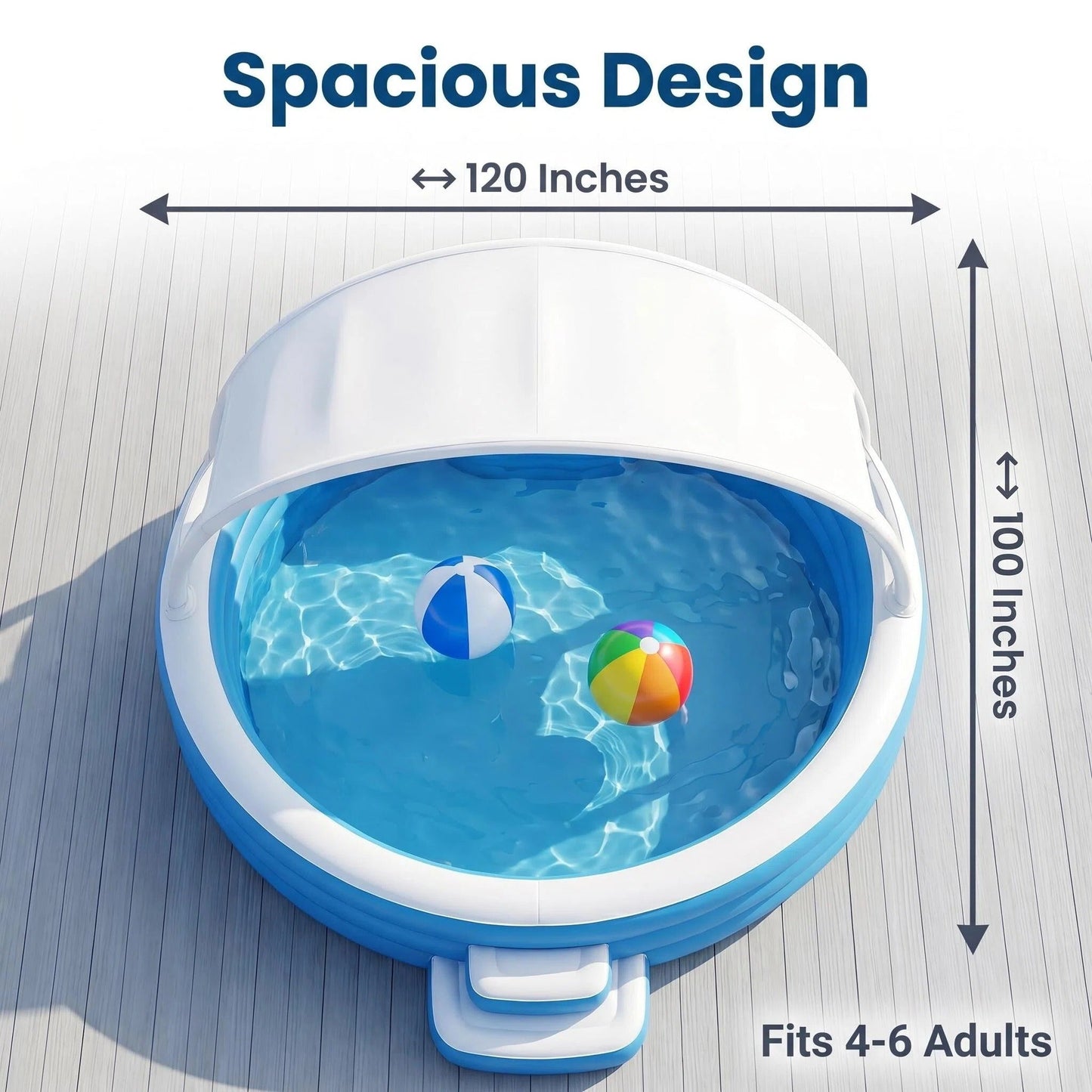 6-Person Inflatable Lounge Pool with Canopy & LED Lights – Quick Setup, Puncture-Resistant PVC for Backyard Parties