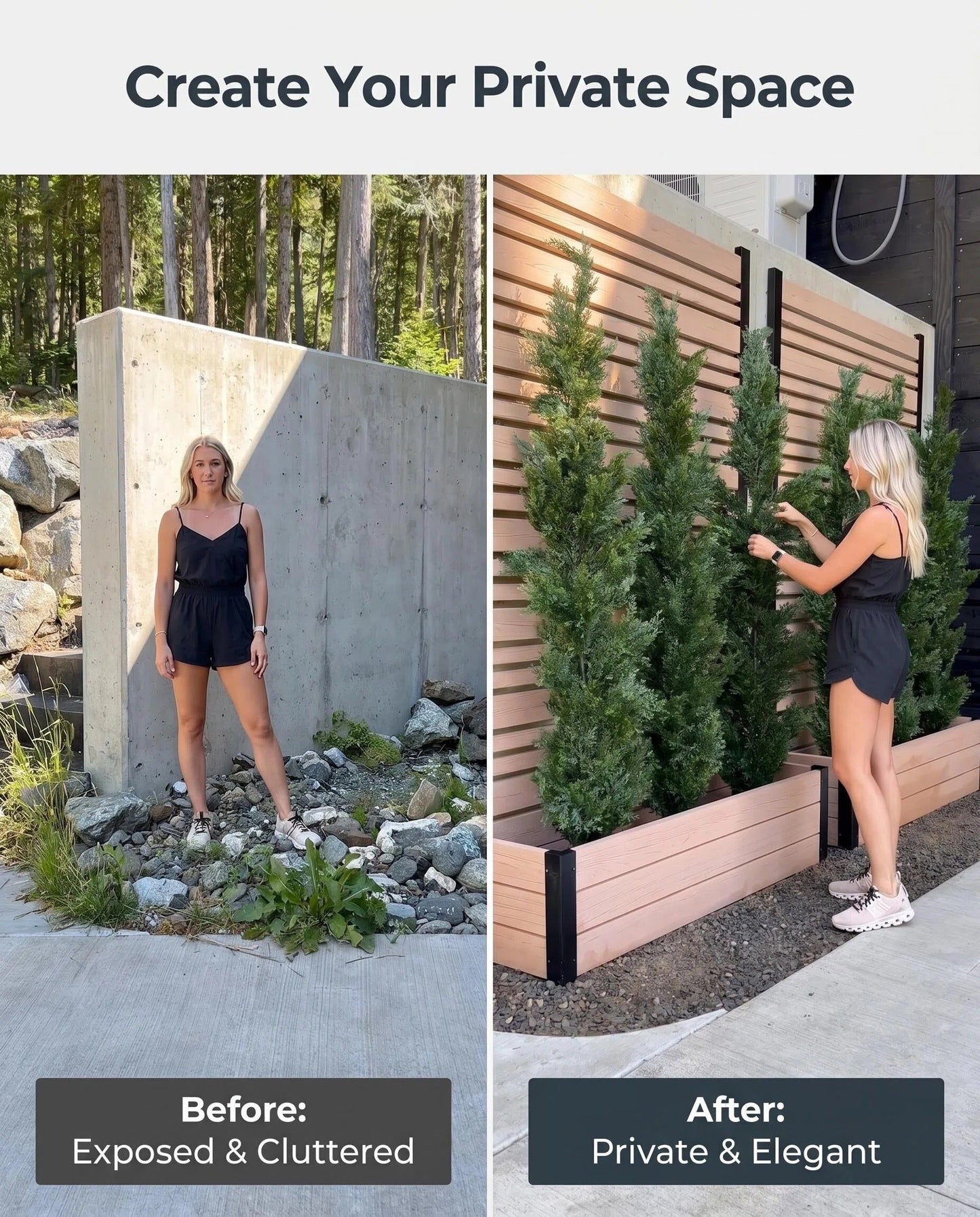 6ft Wood & Metal Privacy Planter with Trellis