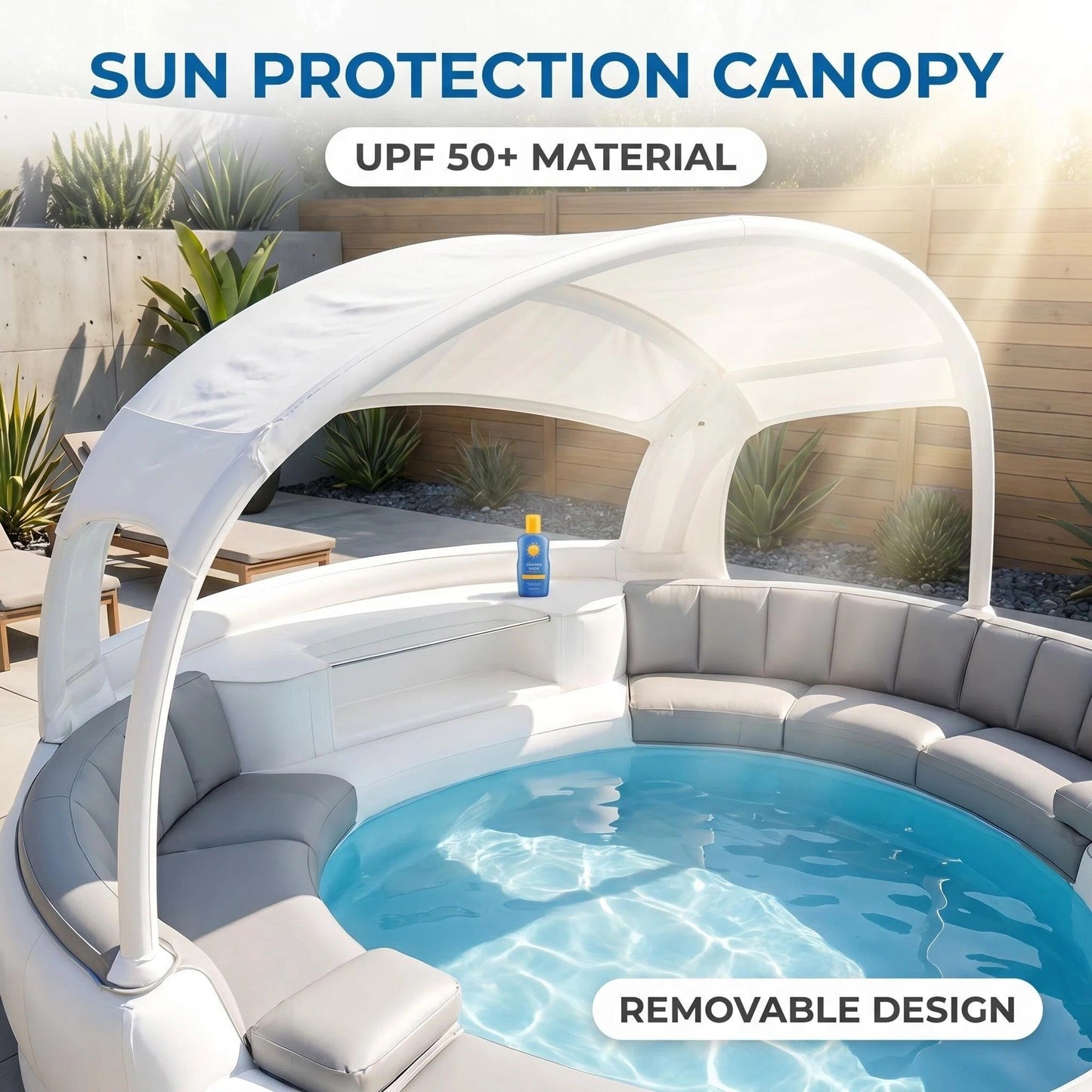 6-Person Inflatable Lounge Pool with Canopy & LED Lights – Quick Setup, Puncture-Resistant PVC for Backyard Parties