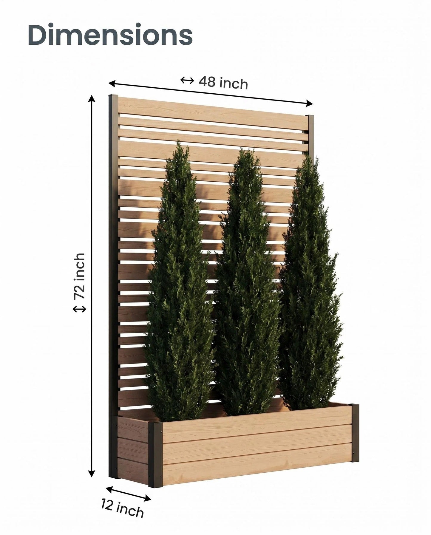 6ft Wood & Metal Privacy Planter with Trellis